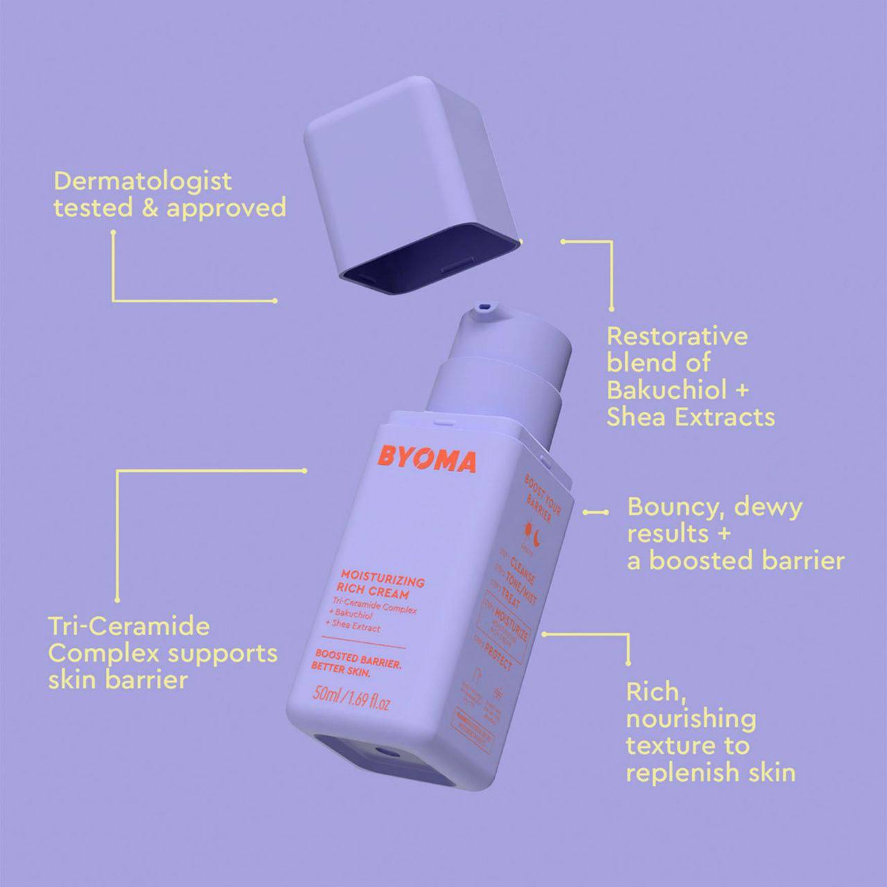 کرم مرطوب کننده ریچ انواع پوست بایوما Rich all skin types Cream moisturizer byoma - تصویر 4