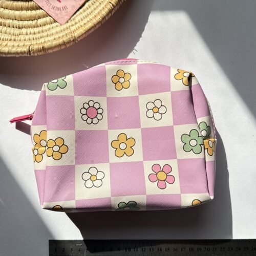 کیف صورتی گل دار